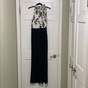 Black & white halter jumpsuit